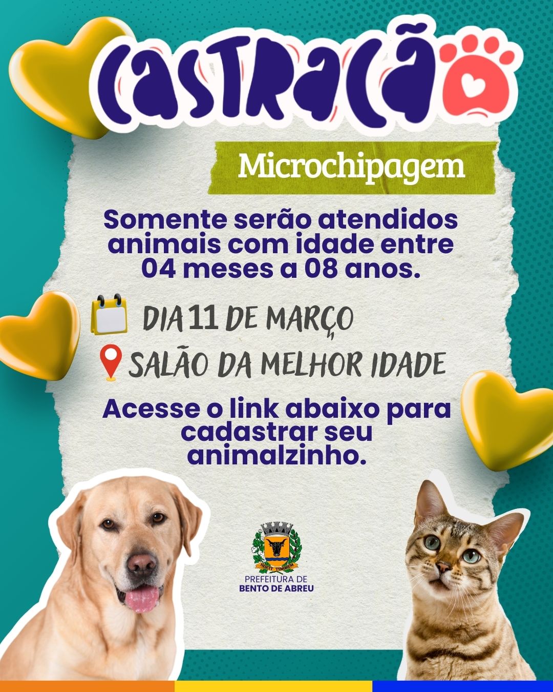 CASTRAÇÃO E MICROCHIPAGEM - Prefeitura Municipal de Bento de Abreu-SP