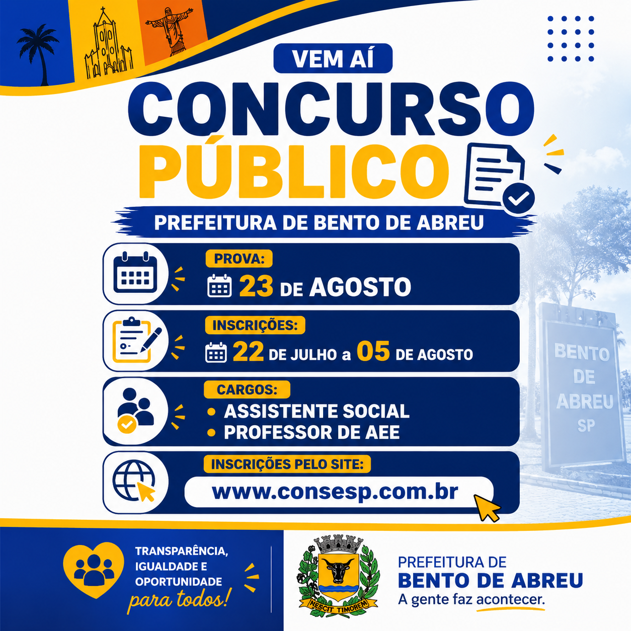 CONCURSO PÚBLICO - Prefeitura Municipal de Bento de Abreu-SP